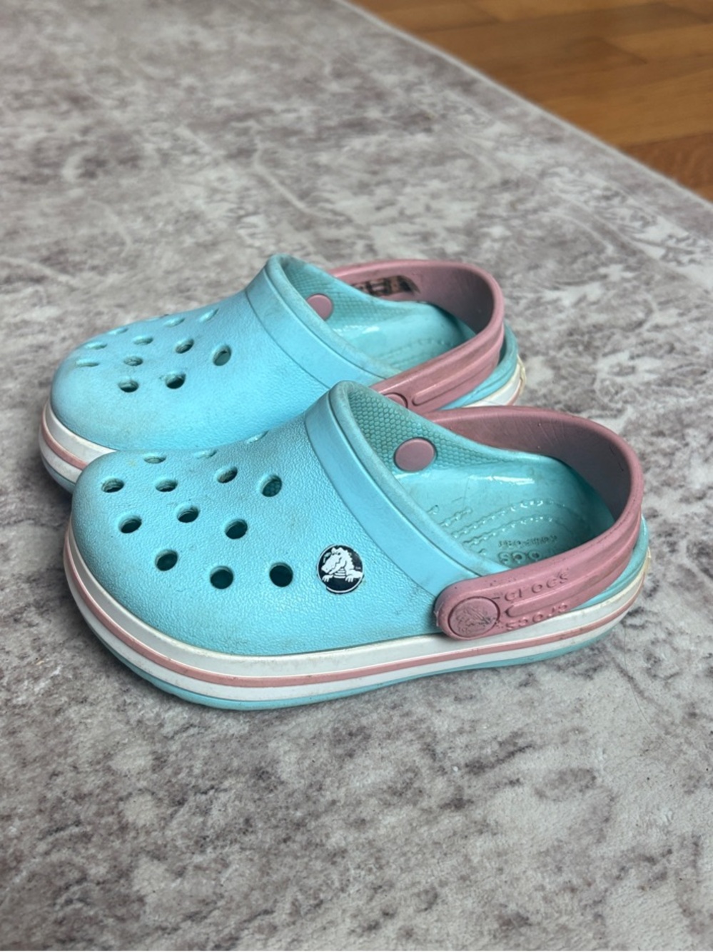 Toddler Light Blue and Pink CROCS